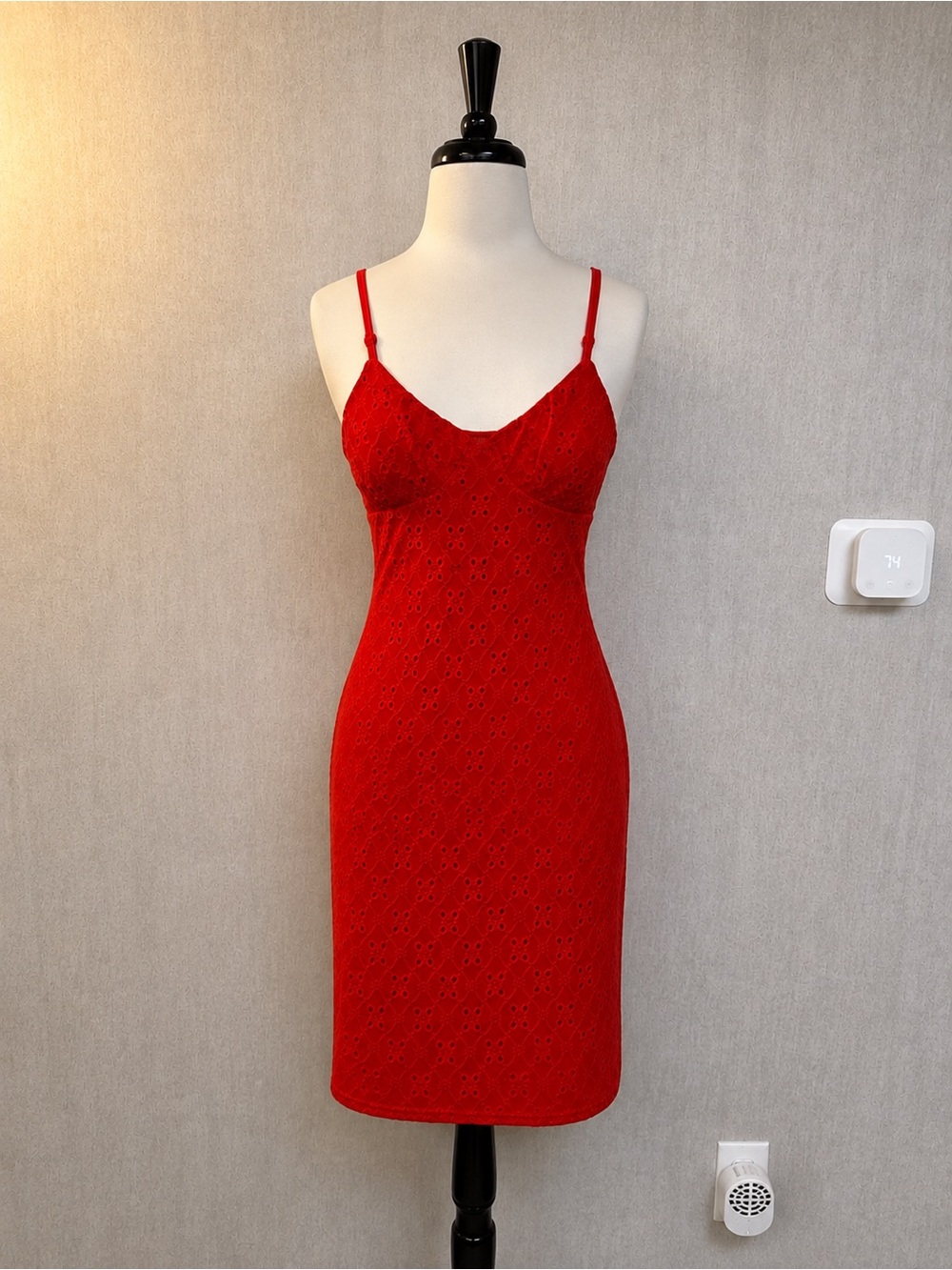 No Boundaries Red Eyelet Cami Dress